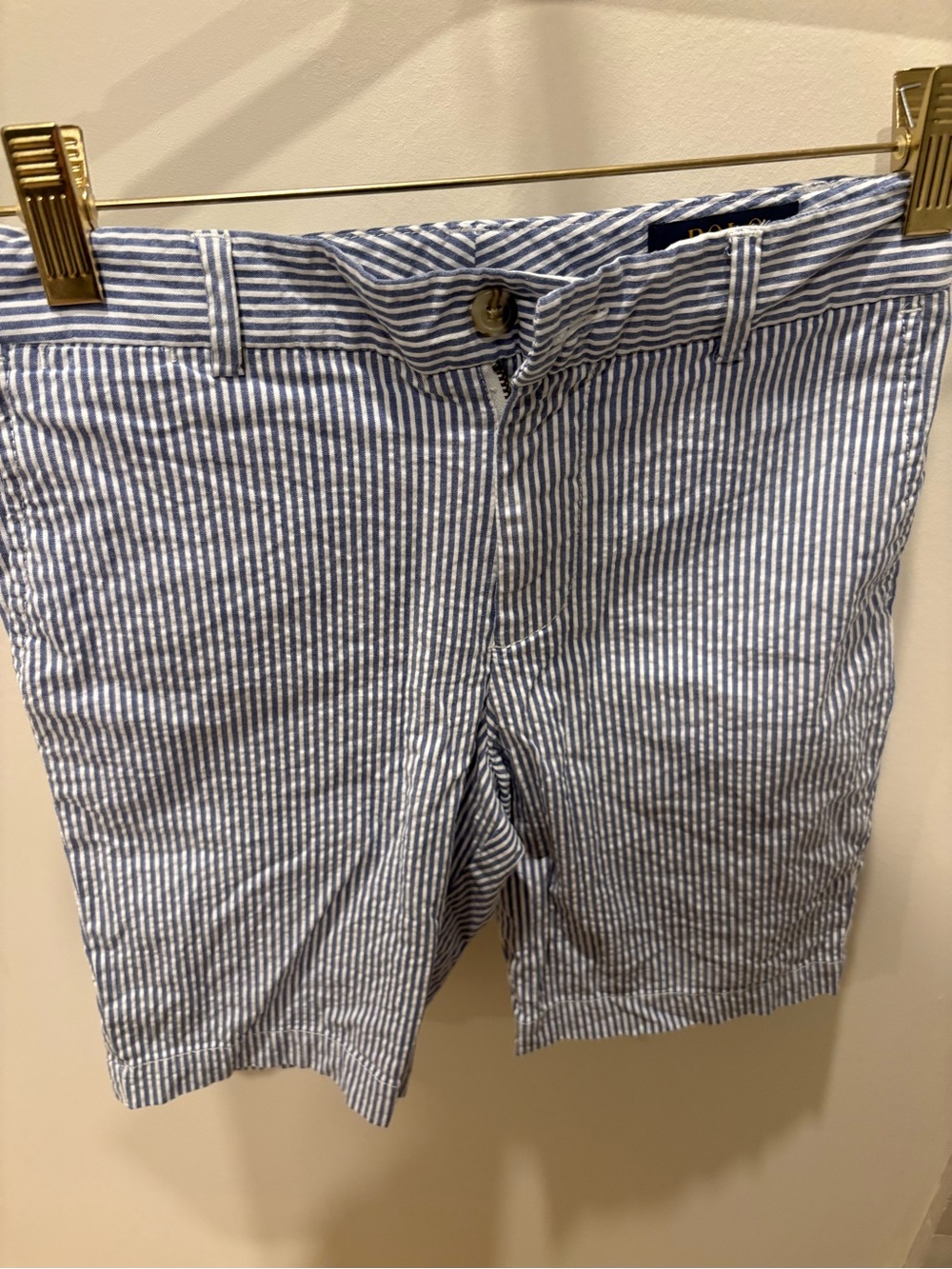 Polo Ralph Lauren Boys Seersucker Stripe Shorts - Blue/White